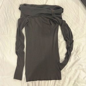 Small gray off the shoulder sweater dress